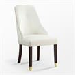 Pemberly Row Faux Leather Dining Chair with Nailhead White/Gold (Set of 2)