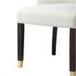 Pemberly Row Faux Leather Dining Chair with Nailhead White/Gold (Set of 2)