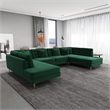 Pemberly Row Modern Living Room U-Shaped Velvet Corner Sectional Couch in Green