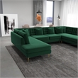 Pemberly Row Modern Living Room U-Shaped Velvet Corner Sectional Couch in Green
