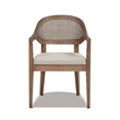 Pemberly Row Mid-Century Cane Back Dining Chair Taupe Beige Textured Weave