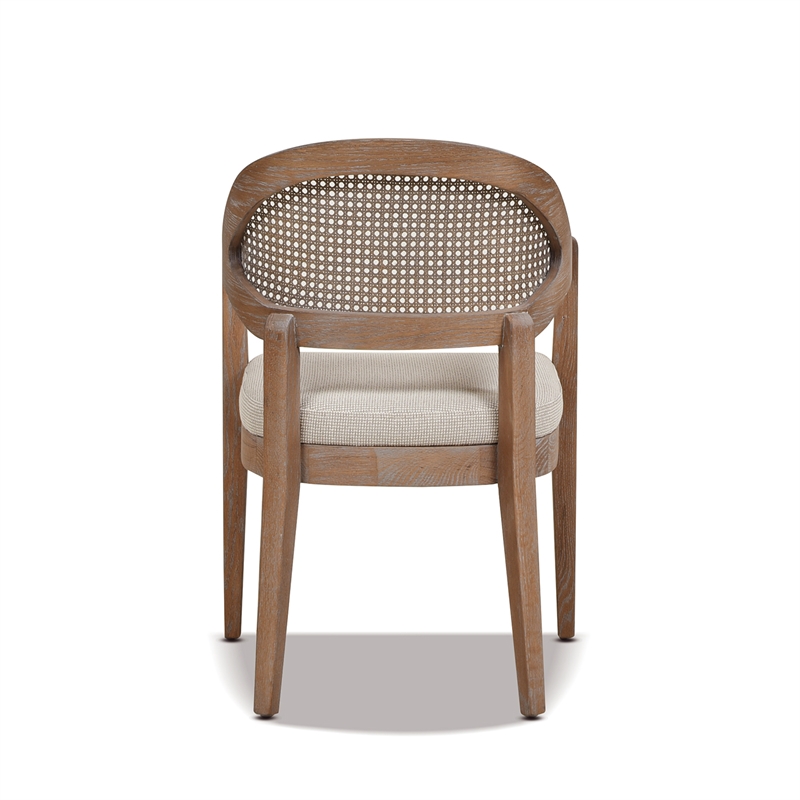 Pemberly Row Mid-Century Cane Back Dining Chair Taupe Beige Textured Weave