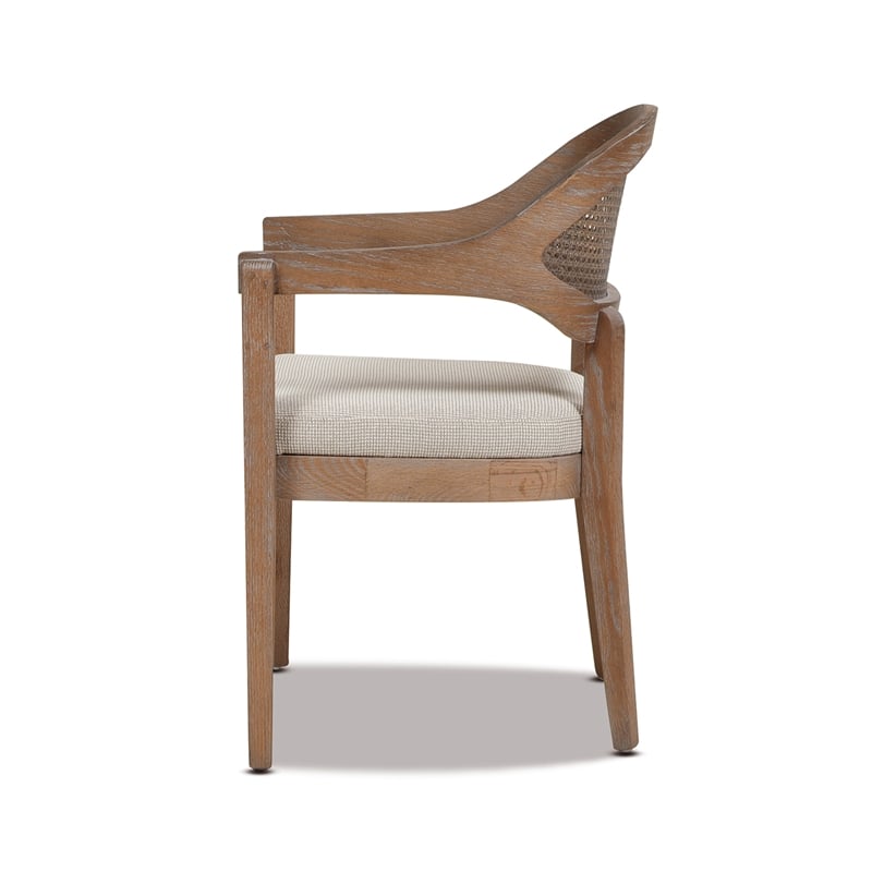 Pemberly Row Mid-Century Cane Back Dining Chair Taupe Beige Textured Weave