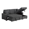 Pemberly Row 2 PC Fabric Sectional w/ Pull-out Bed & Right Chaise in Dark Gray