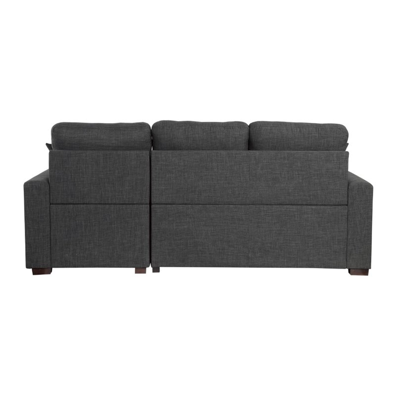 Pemberly Row 2 PC Fabric Sectional w/ Pull-out Bed & Right Chaise in Dark Gray