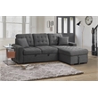 Pemberly Row 2 PC Fabric Sectional w/ Pull-out Bed & Right Chaise in Dark Gray