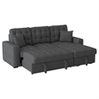 Pemberly Row 2 PC Fabric Sectional w/ Pull-out Bed & Right Chaise in Dark Gray