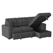 Pemberly Row 2 PC Fabric Sectional w/ Pull-out Bed & Right Chaise in Dark Gray