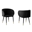 Pemberly Row Modern Velvet Upholstered Side Chair in Black Finish