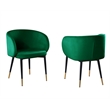 Pemberly Row Modern Velvet Upholstered Side Chair in Green Finish