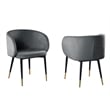 Pemberly Row Modern Velvet Upholstered Side Chair in Gray Finish