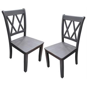 Pemberly Row Solid Wood Dining Side Chair in Rustic Gray (Set of 2)