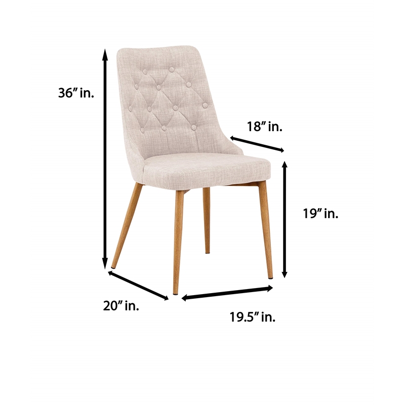 Pemberly Row Fabric Upholstered Dining Side Chair in Beige (Set of 2)