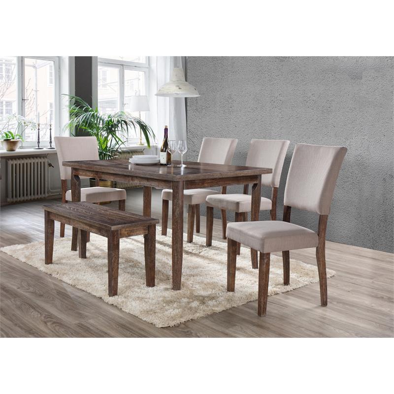 Pemberly Row Transitional Solid Wood Dining Table in Antique Natural Oak