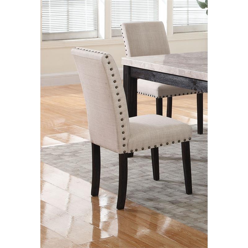 Pemberly Row Fabric Dining Side Chair in Antique Black/Natural (Set of 2)