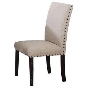 Pemberly Row Fabric Dining Side Chair in Antique Black/Natural (Set of 2)