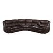 Pemberly Row 3-Piece Traditional Wood & Faux Leather Sectional Set in Brown