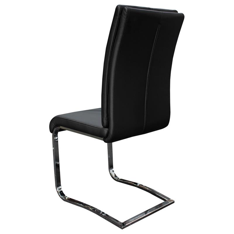 Pemberly Row Modern Faux Leather Dining Side Chair in Black/Chrome (Set of 2)