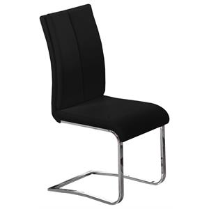 Pemberly Row Modern Faux Leather Dining Side Chair in Black/Chrome (Set of 2)