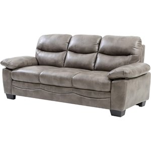 Pemberly Row Modern / Contemporary Faux Leather Sofa in Gray Finish