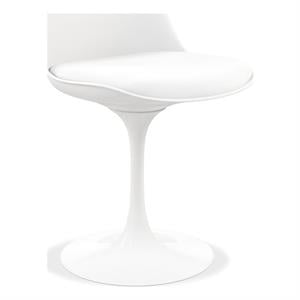 Pemberly Row Modern 17.5&quot Plastic and Metal Dining Chair in White