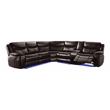 Pemberly Row Leather/ Solid Wood Motion Sectional with Two Recliners in Espresso