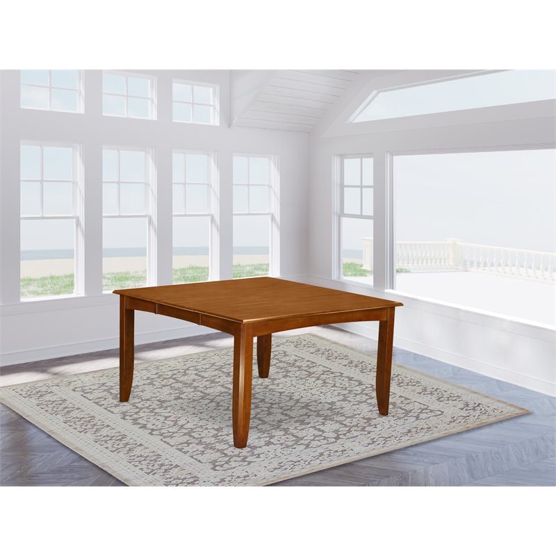 Pemberly Row Modern Square Wood Dining Table in Saddle Brown