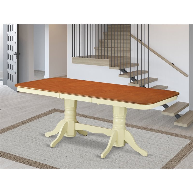 Pemberly Row Modern Wood Dining Table in Cream/Cherry Finish
