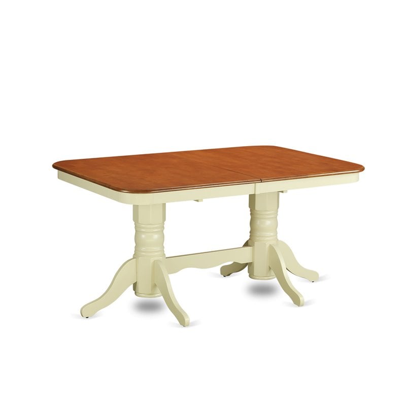 Pemberly Row Modern Wood Dining Table in Cream/Cherry Finish