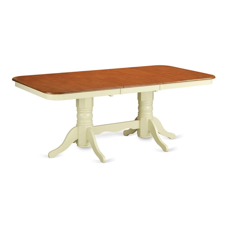 Pemberly Row Modern Wood Dining Table in Cream/Cherry Finish