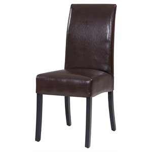 Pemberly Row Modern 19&quot Bicast Leather Chair in Brown (Set of 2)