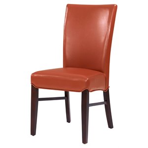 Pemberly Row 19.5&quot Bonded Leather Dining Chair in Orange (Set of 2)