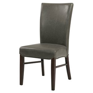 Pemberly Row Modern 19.5&quot Bonded Leather Chair in Gray (Set of 2)
