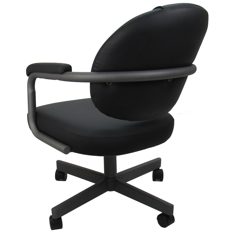 Pemberly Row Contemporary Vinyl Swivel Dining Caster Chair M-70 in Black