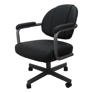 Pemberly Row Contemporary Vinyl Swivel Dining Caster Chair M-70 in Black