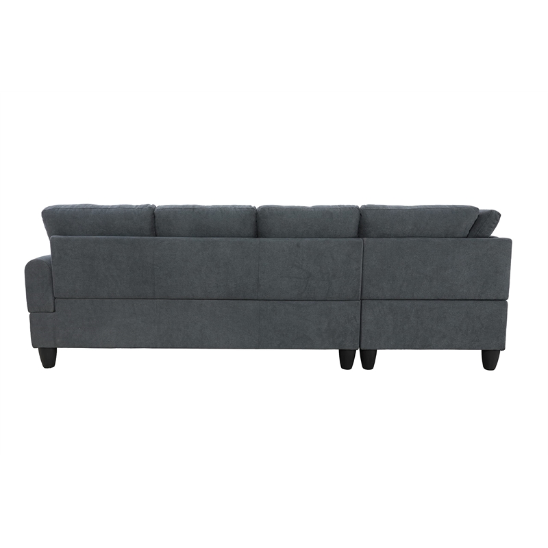 Pemberly Row Modern Linen Fabric Sectional Sofa Set in Dark Gray