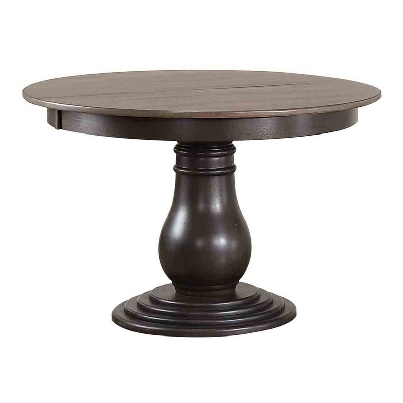 Pemberly Row Rubberwood Dining Table in Gray Stone/Black Stone
