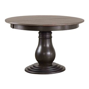 Pemberly Row Rubberwood Dining Table in Gray Stone/Black Stone