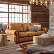 Pemberly Row Top Grain Hand Antiqued Leather Sofa in Tan Brown