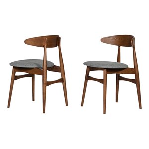 Pemberly Row 19&quot Fabric/Solid Wood Dining Chairs in Gray (Set of 2)