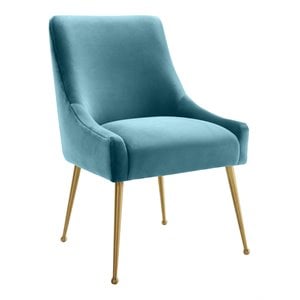 Pemberly Row 19&quot Transitional Velvet Side Chair in Blue Finish