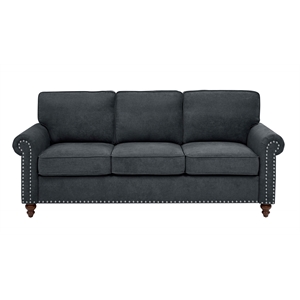 Pemberly Row Modern Polyester Fabric 78&quot Wide Sofa in Dark Gray