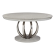 Pemberly Row Round Poplar & Steel Dining Table in Moonlight Gray