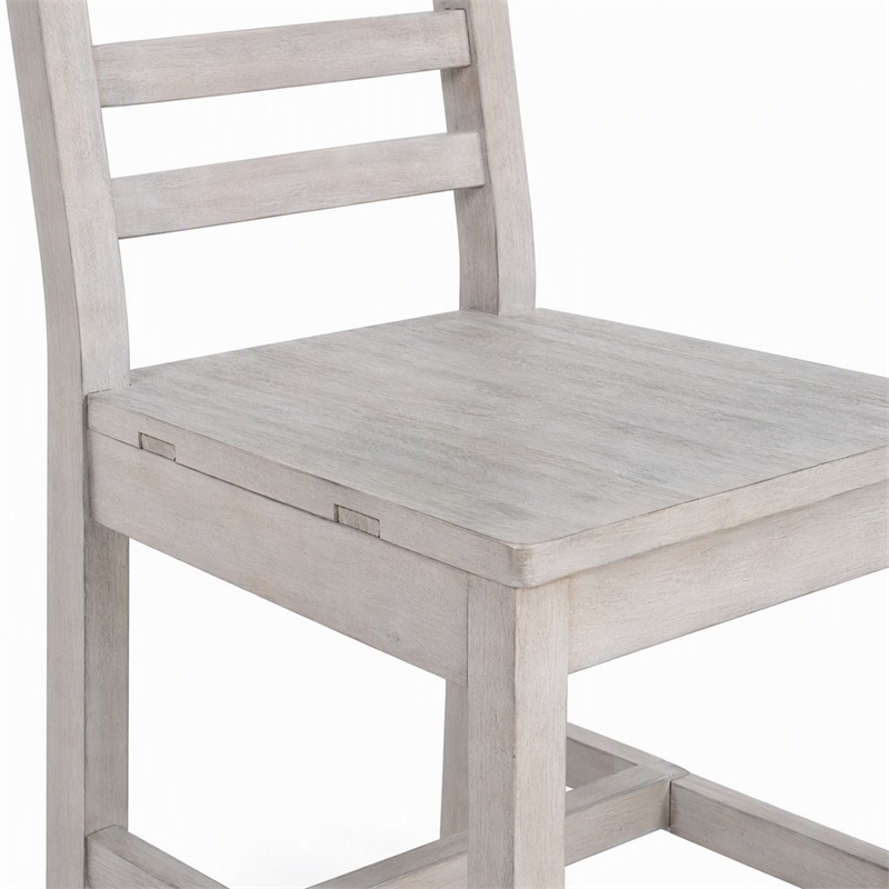 Pemberley Row Reclaimed Pine Nordic Ivory Dining Chair Ladder Back 39.75