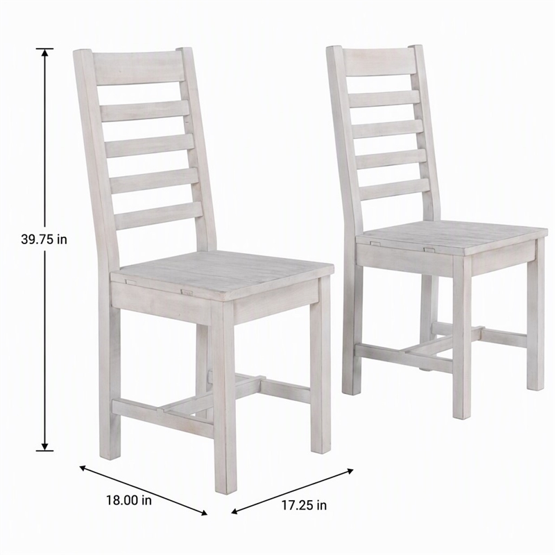 Pemberley Row Reclaimed Pine Nordic Ivory Dining Chair Ladder Back 39.75