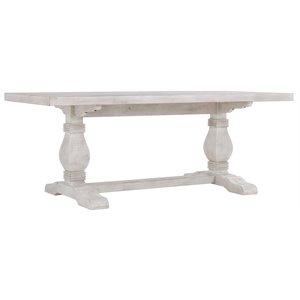 Pemberly Row 78&quot Reclaimed Solid Pine Wood Dining Table in Nordic Ivory