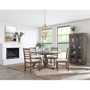 Pemberley Row Reclaimed Solid Pine Wood Weathered Brown Dining Chair Rectangular 38&quotH Set of 2