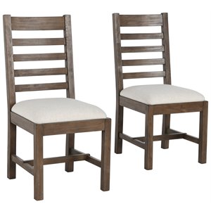 Pemberly Row 19&quot Solid Pine Wood Dining Chair in Brown (Set of 2)