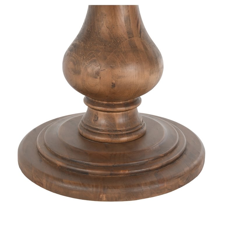 Pemberley Row Solid Pine Wood Almond Brown Dining Table Round Hand Carved Base 54