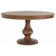 Pemberley Row Solid Pine Wood Almond Brown Dining Table Round Hand Carved Base 54